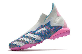 Chuteira Adidas Predator Freak+ Society - Cinza/Rosa/Azul