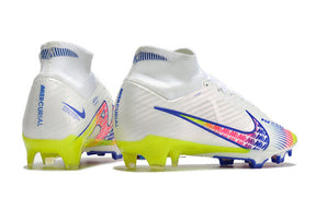 Chuteira Nike Air Zoom Mercurial Superfly 9 Elite - Branco/Azul/Amarelo