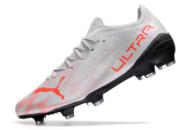 Chuteira Puma Ultra 1.3 Campo FG - Prata/Preto /Vermelho