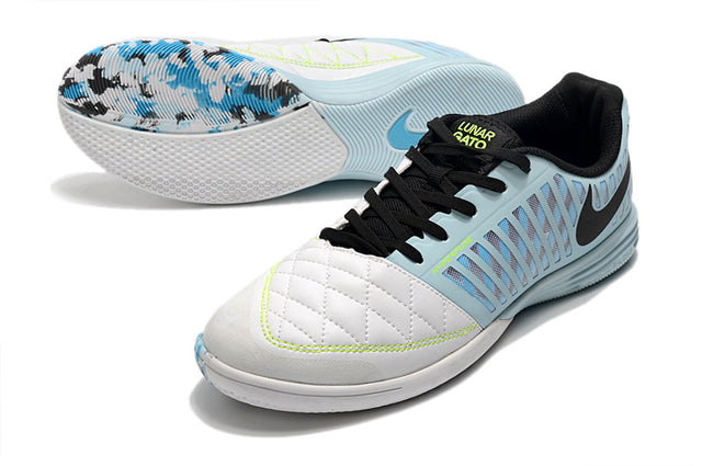 Chuteira Nike Lunar Gato Futsal - Branco/Azul