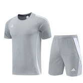 Conjunto Adidas Camisa e Bermuda Cinza Claro