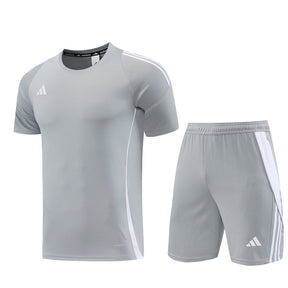 Conjunto Adidas Camisa e Bermuda Cinza Claro
