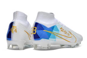 Chuteira Nike Air Zoom Mercurial Superfly 9 Elite Campo - Branco/Azul