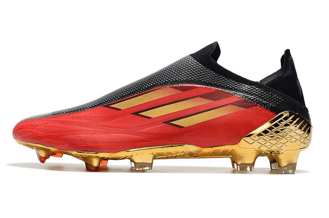 Chuteira Adidas Speedfow+ FG - Preto/Vermelho/Dourado