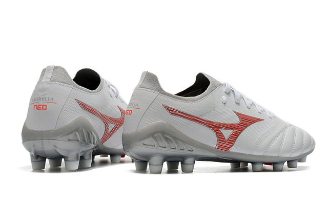 Chuteira Mizuno Morelia Neo 3 Campo FG - Cinza/Vermelho