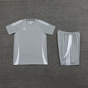Conjunto Adidas Camisa e Bermuda Cinza Claro