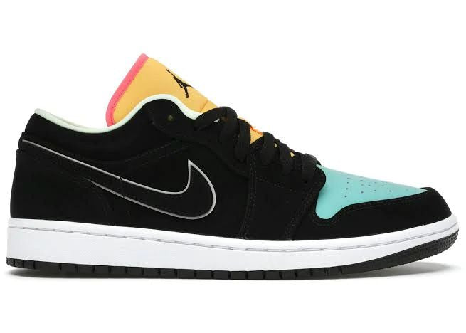 Tênis Nike Air Jordan 1 Low Black Aurora Green Laser Orange