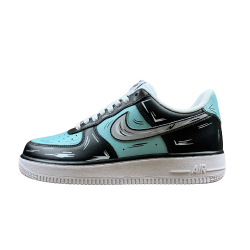 Tênis Nike Air Force 1 Black and Blue Cartoon