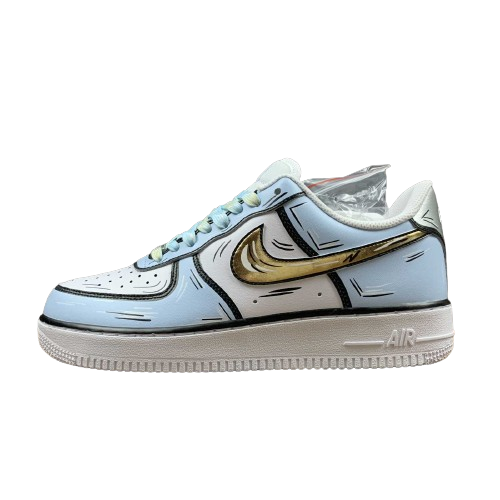 Tênis Nike Air Force 1 light blue Cartoon