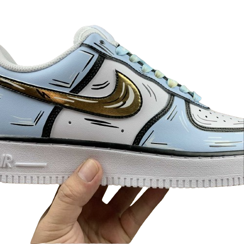 Tênis Nike Air Force 1 light blue Cartoon