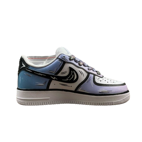 Tênis Nike Air Force 1 light blue and purple Cartoon