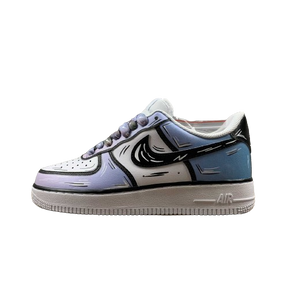 Tênis Nike Air Force 1 light blue and purple Cartoon