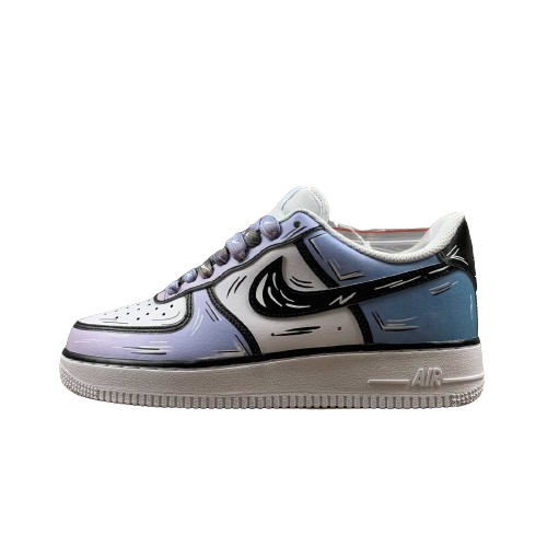 Tênis Nike Air Force 1 light blue and purple Cartoon