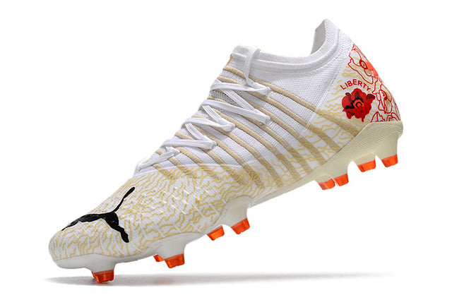 Chuteira Puma Future Z 1.3 Campo FG/AG - Branco/Vermelho