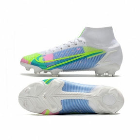 Chuteira Nike Mercurial Superfly 8 Elite Campo FG - Branco/Rosa/Azul