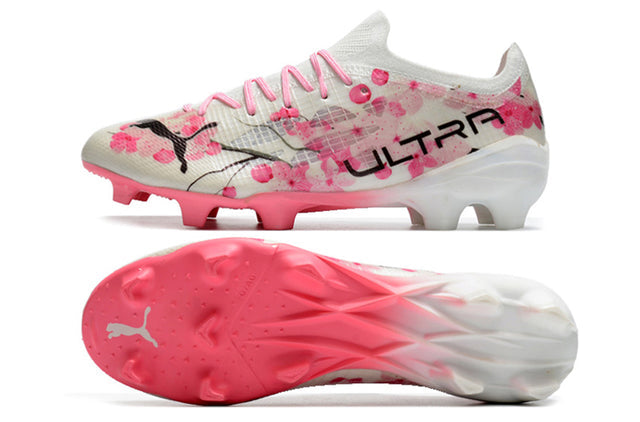 Chuteira Puma Ultra 1.3 Campo FG - Branco/Rosa