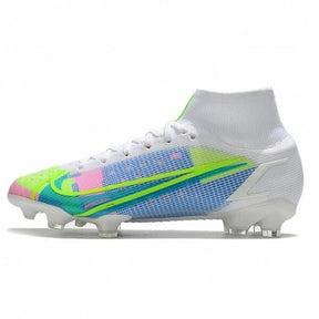 Chuteira Nike Mercurial Superfly 8 Elite Campo FG - Branco/Rosa/Azul