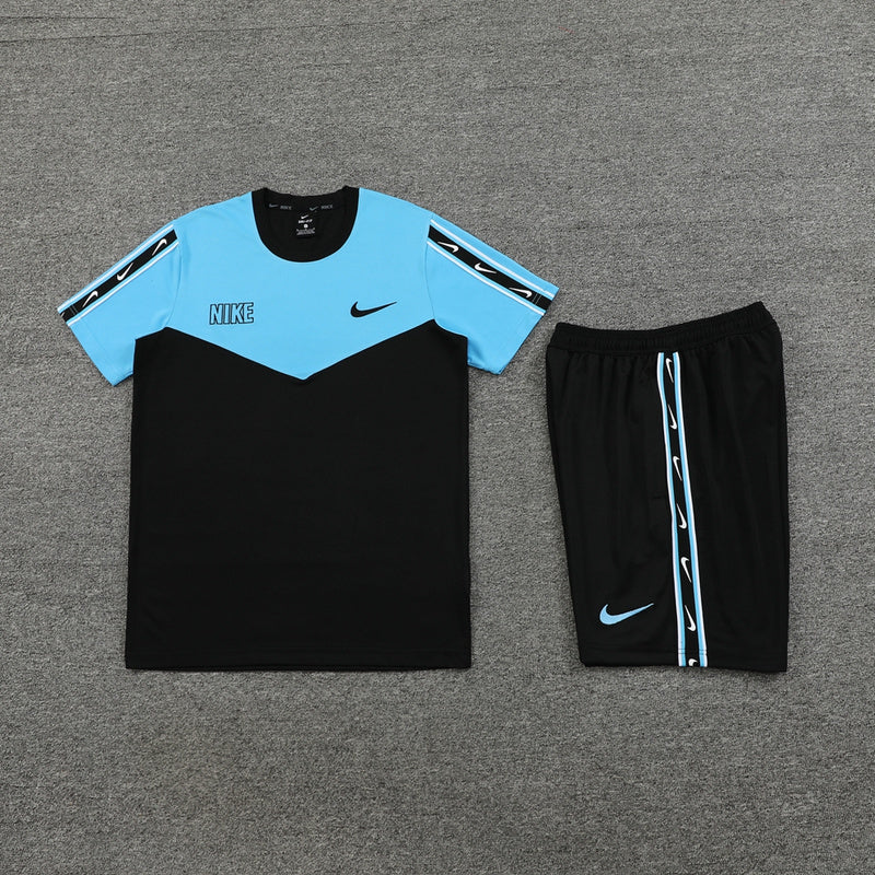 Conjunto Nike Repeat Masculino Camisa Azul Bermuda Preta