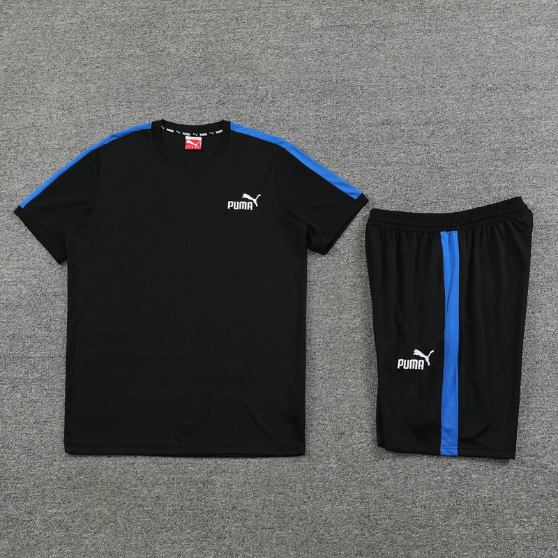 Conjunto Puma Masculino Camisa e Bermuda Preta e Azul