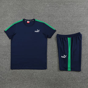 Conjunto Puma Masculino Camisa e Bermuda Azul Marinho e Verde