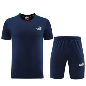 Conjunto Puma Masculino Camisa e Bermuda Azul Marinho e Verde