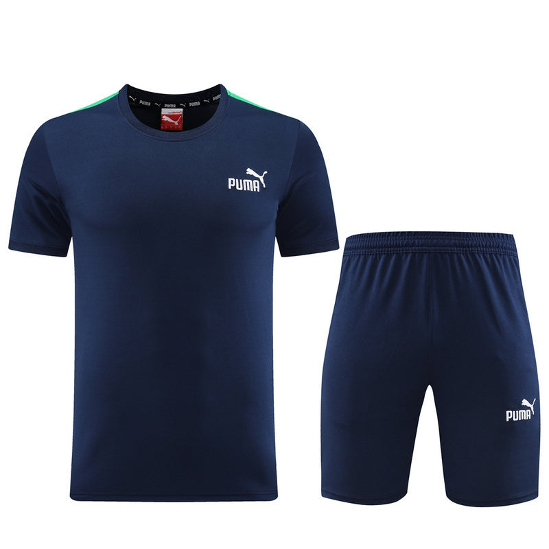 Conjunto Puma Masculino Camisa e Bermuda Azul Marinho e Verde