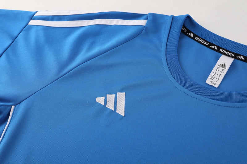 Conjunto Adidas Climacool Masculino - Bermuda e Camisa Azul Claro Com Branco