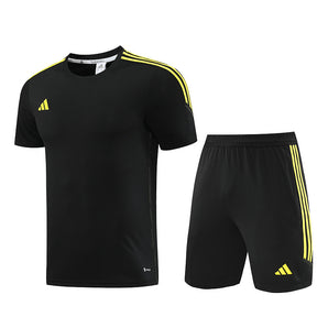 Conjunto Adidas Masculino Bermuda e Camisa Preto e Amarelo
