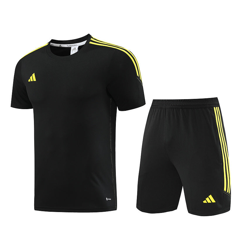 Conjunto Adidas Masculino Bermuda e Camisa Preto e Amarelo