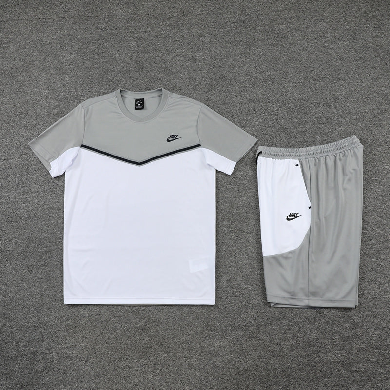 Conjunto Nike Masculino Camisa e Bermuda Cinza e Branco
