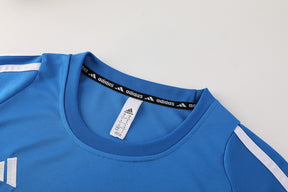 Conjunto Adidas Climacool Masculino - Bermuda e Camisa Azul Claro Com Branco