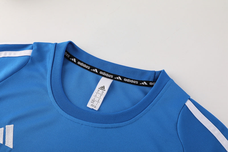 Conjunto Adidas Climacool Masculino - Bermuda e Camisa Azul Claro Com Branco