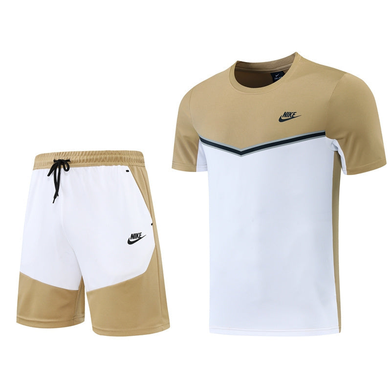 Conjunto Nike Masculino Camisa e Bermuda Marrom e Branco
