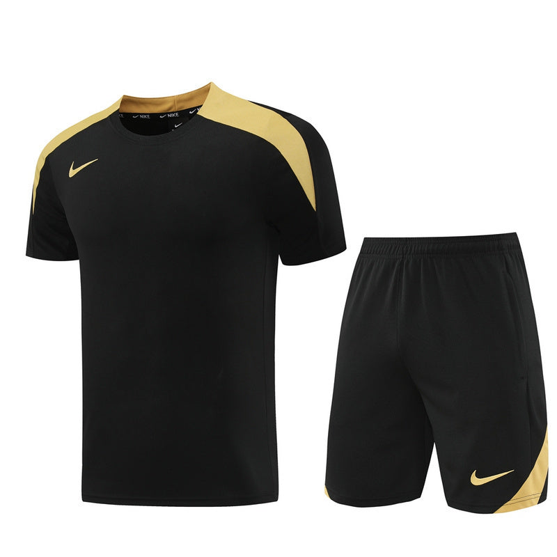 Conjunto Nike Masculino Camisa e Bermuda Preto e Dourado