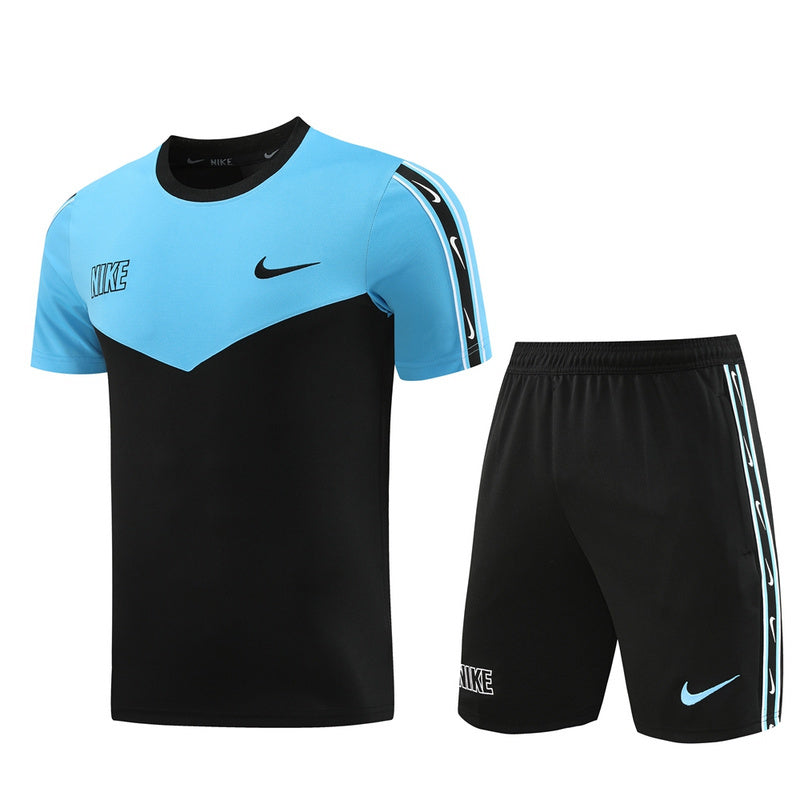 Conjunto Nike Repeat Masculino Camisa Azul Bermuda Preta