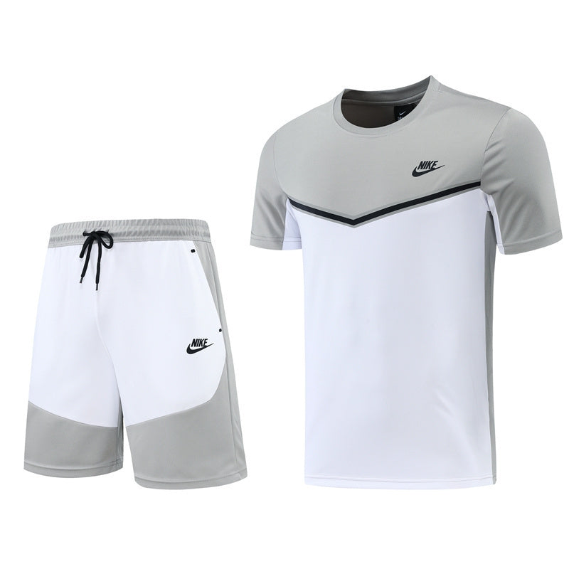 Conjunto Nike Masculino Camisa e Bermuda Cinza e Branco