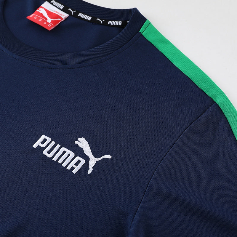 Conjunto Puma Masculino Camisa e Bermuda Azul Marinho e Verde