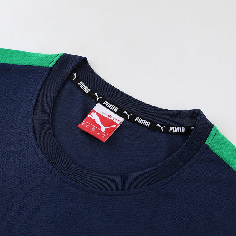 Conjunto Puma Masculino Camisa e Bermuda Azul Marinho e Verde