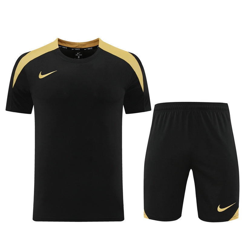 Conjunto Nike Masculino Camisa e Bermuda Preto e Dourado