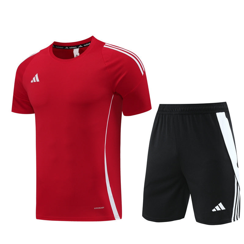 Conjunto Adidas Climacool Masculino - Bermuda Preta e Camisa Vermelha