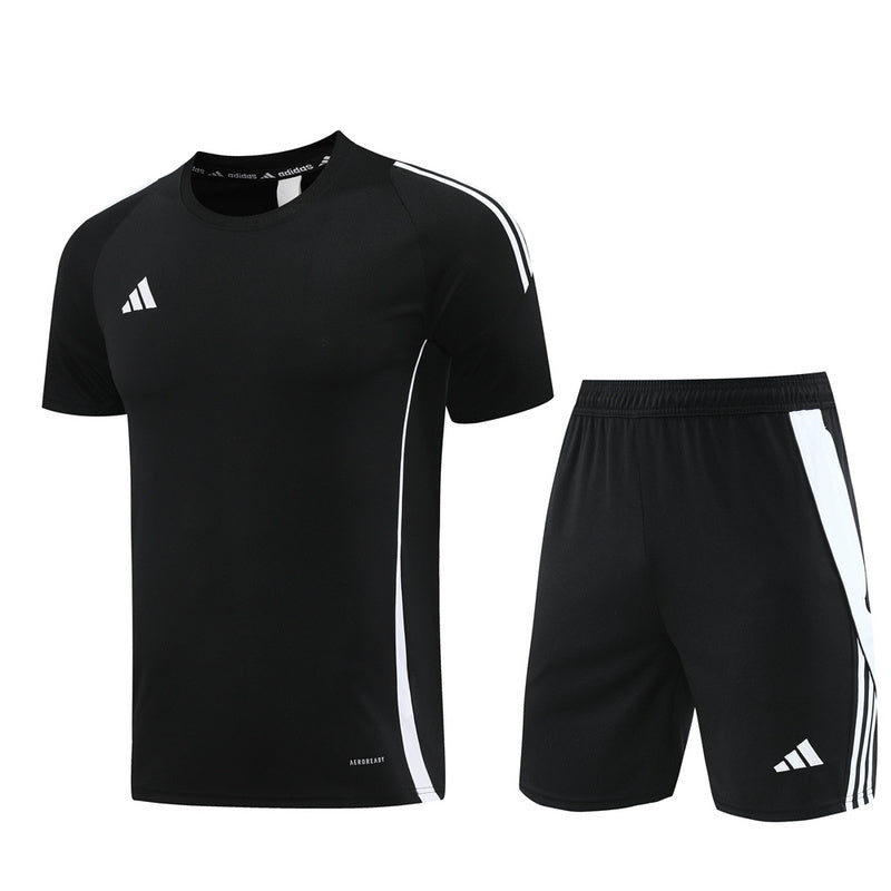 Conjunto Adidas Climacool Masculino - Bermuda e Camisa Preto Com Branco
