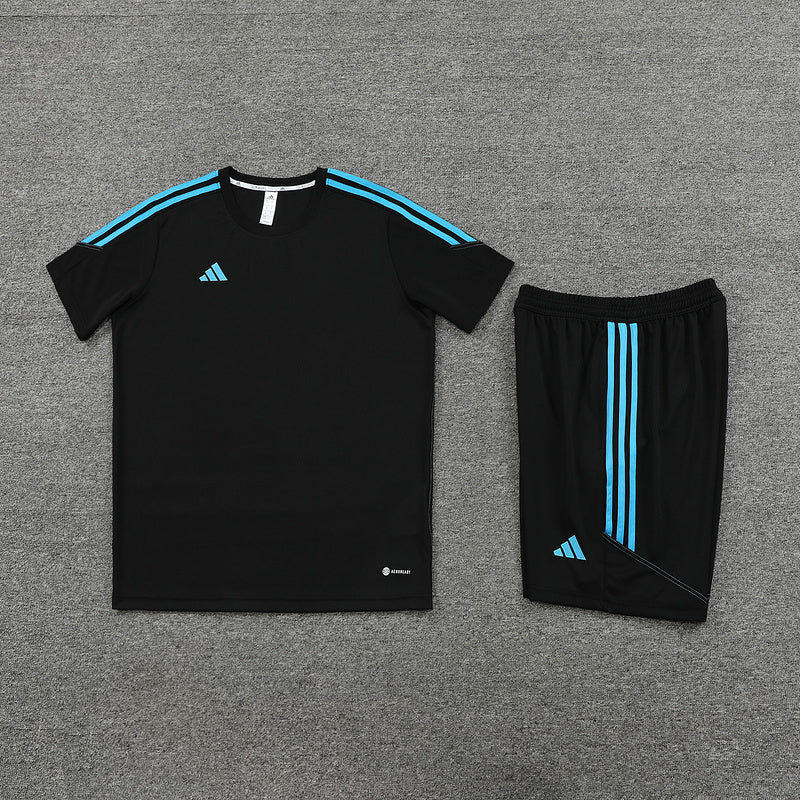 Conjunto Adidas Masculino Bermuda e Camisa Preta e Azul