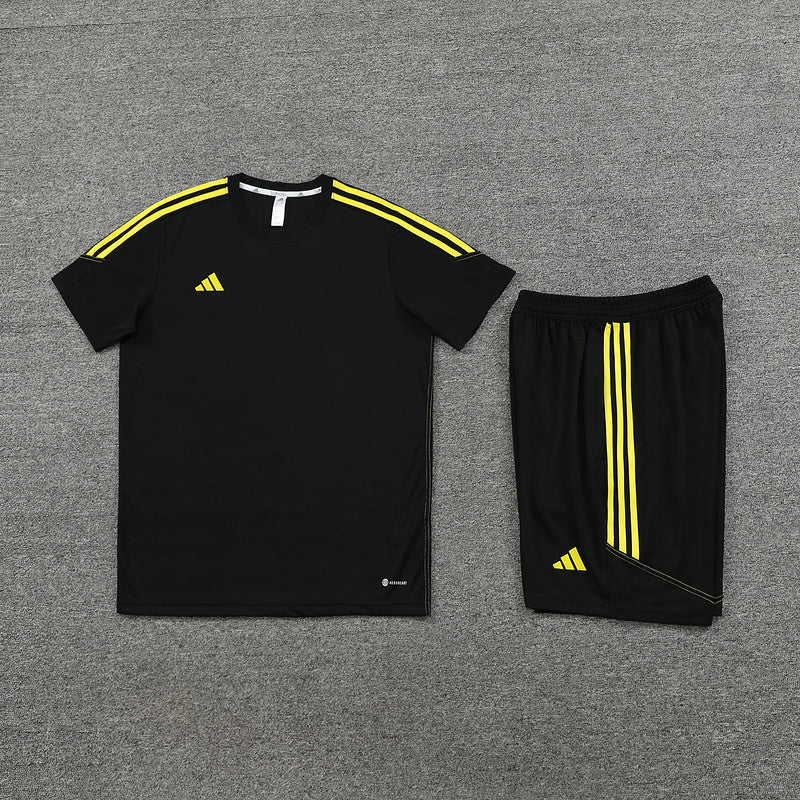 Conjunto Adidas Masculino Bermuda e Camisa Preto e Amarelo