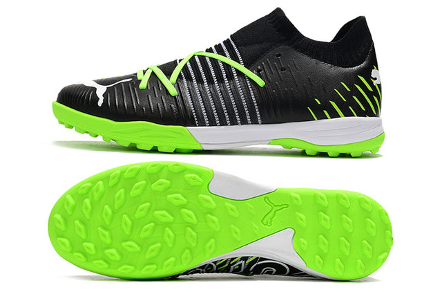 Chuteira Puma Future Z 1.1 Pro Cage Society - Preto/Verde/Branco