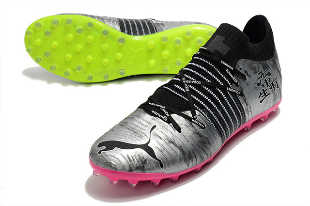 Chuteira Puma Future Z 1.1 MG - Cinza/Rosa/Verde