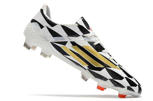 Chuteira Adidas F50 X Ghosted.1 FG - Branco/Preto/Dourado