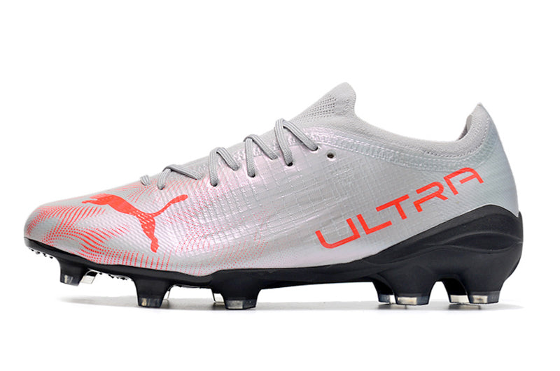 Chuteira Puma Ultra 1.3 Campo FG - Prata/Preto /Vermelho
