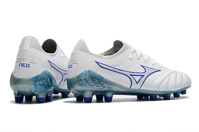 Chuteira Mizuno Morelia Neo 3 Campo FG - Branco/Azul