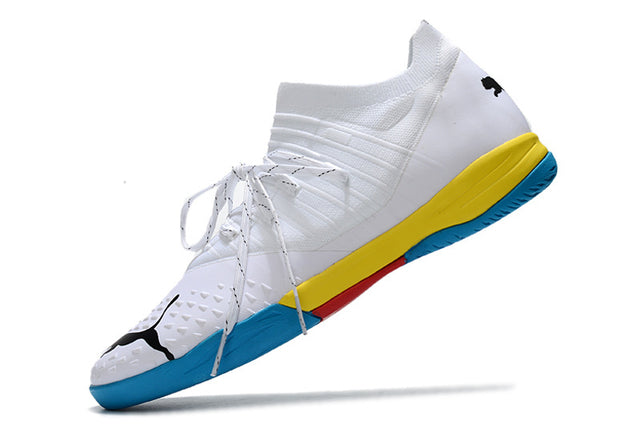 Chuteira Puma Future Z 1.3 Pro Cage Futsal - Branco/Multicores