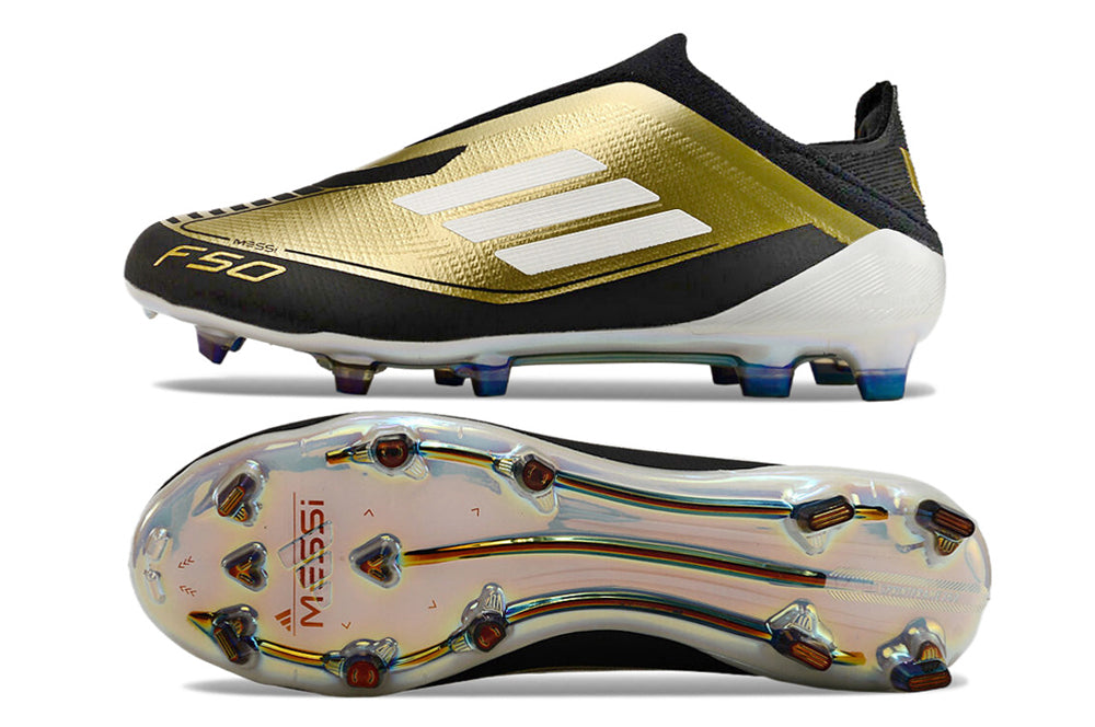 Chuteira Adidas F50 X Campo Sem Cadarço - Dourada/Preta